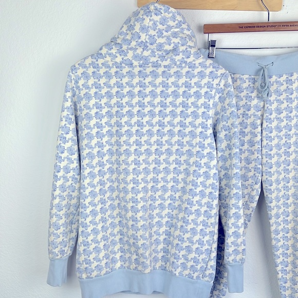 Pajamagram Women’s Fleece Lined Sweatshirt and Sweat Pants Blue Cream Sz Small - Picture 5 of 10